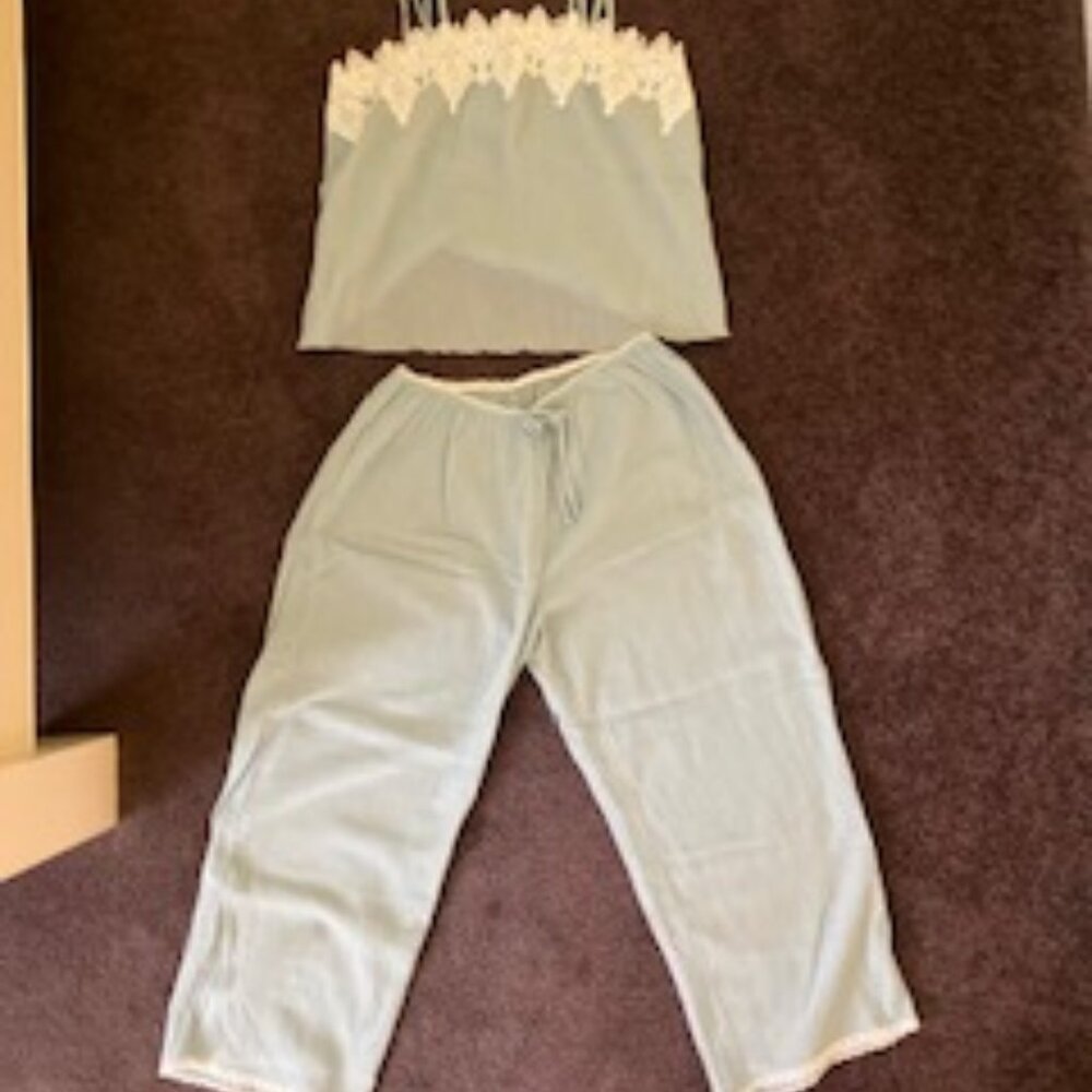 Linea Donatella Two Piece Sleepwear Set, Pastel Blue, Size Small